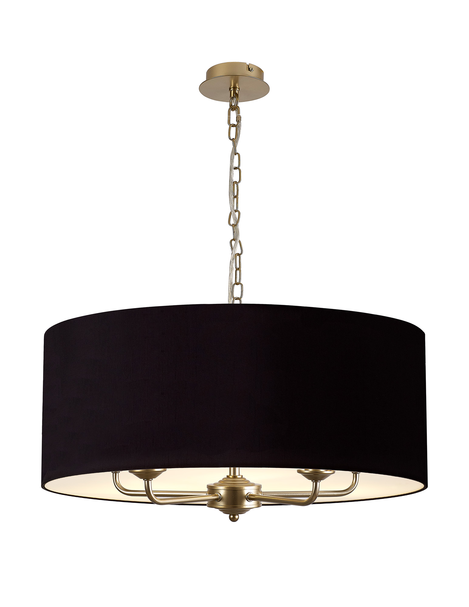 DK0979  Banyan 60cm 5 Light Pendant Champagne Gold, Midnight Black